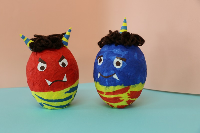 張り子の赤鬼と青鬼を作ろう！