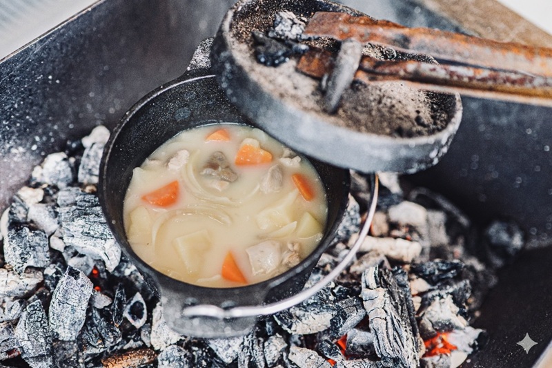 ミニダッチオーブンでシチューづくり