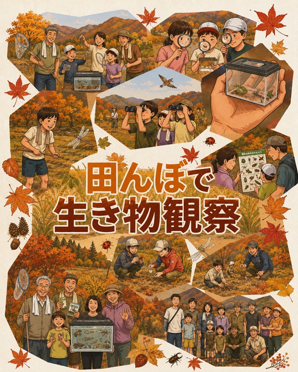 田んぼで生き物観察